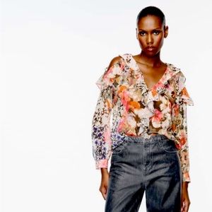 Zara embroidered oversized blouse.
